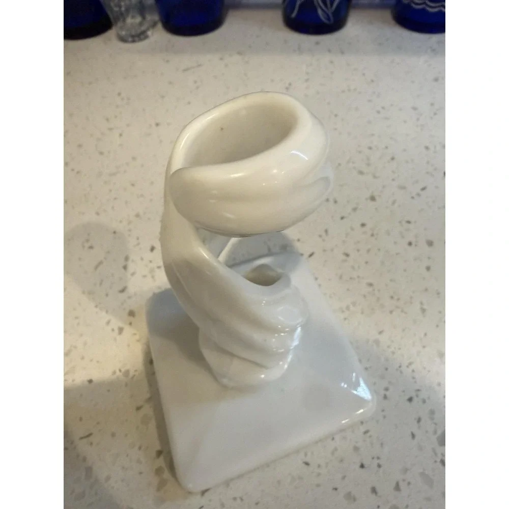 Westmoreland Milk Glass Lotus Spiral Candle Stick Holder Mid Century